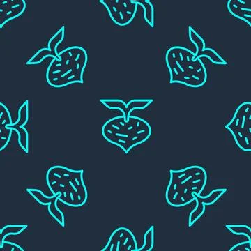 Green line Fresh beet with leaf icon isolated seamless pattern on blue Stock Illustration