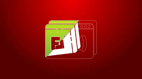 Green line Function mathematical symbol icon isolated on red background. 4K Stock Footage 143878984