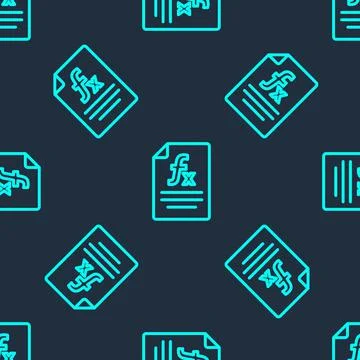 Green line Function mathematical symbol icon isolated seamless pattern on blue Stock Illustration
