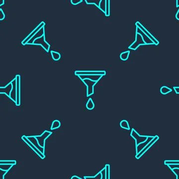 Green line Funnel or filter icon isolated seamless pattern on blue backgrou.. イラスト素材