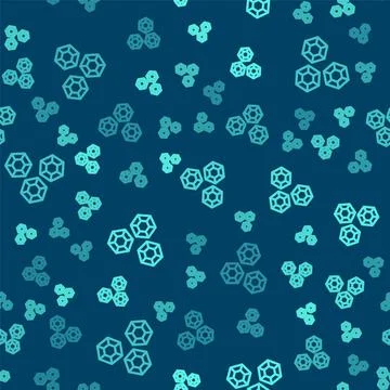 Green line Gem stone icon isolated seamless pattern on blue background. Jewel 스톡 일러스트