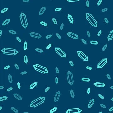 Green line Gem stone icon isolated seamless pattern on blue background. Jew.. イラスト素材