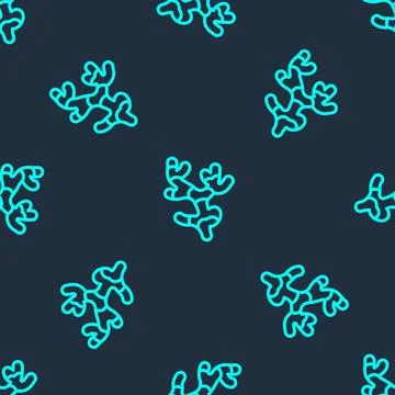 Green line Ginger root icon isolated seamless pattern on blue background. Vector Stock Illustration