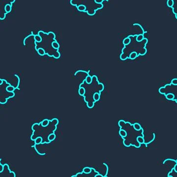 Green line Grape fruit icon isolated seamless pattern on blue background. Vector 스톡 일러스트