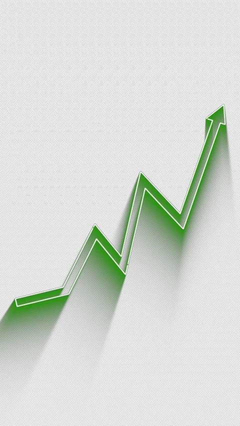 Green line graph depicting growth and upward progress on vertical screen Stock Footage 338085643