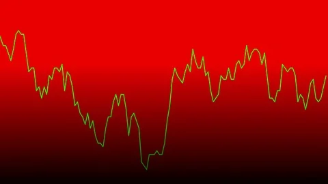 Green line graph on red background chart of stock market investment trading. Stock Footage 83218872