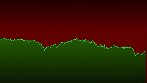 Green line graph on red background chart of stock market investment trading. Video stock 83224664
