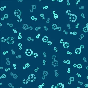 Green line Hand scale spring mechanical icon isolated seamless pattern on blue Illustrazione stock