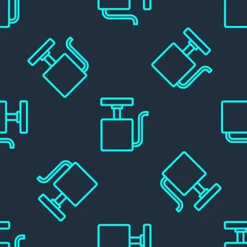Green line Handle detonator for dynamite icon isolated seamless pattern on blue 库存插图