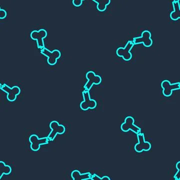 Green line Human broken bone icon isolated seamless pattern on blue background Stockillustratie
