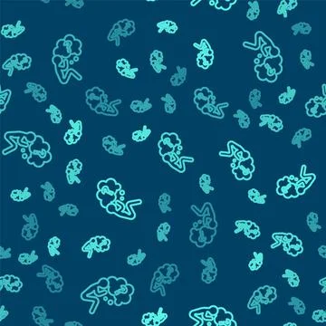 Green line Human head with question mark icon isolated seamless pattern on blue Stockillustratie