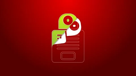 Green line Intercom icon isolated on red background. 4K Video motion graphic Stock Footage 156030442