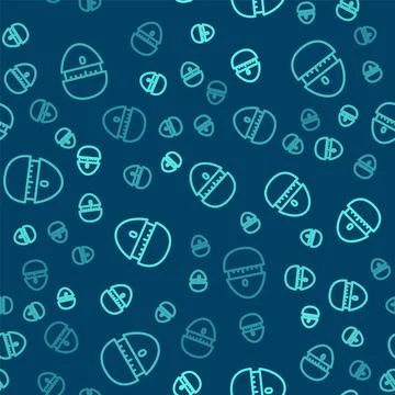 Green line Kitchen timer icon isolated seamless pattern on blue background... 스톡 일러스트