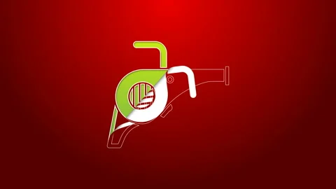Green line Leaf garden blower icon isolated on red background. 4K Video motion Stock Footage 143882840