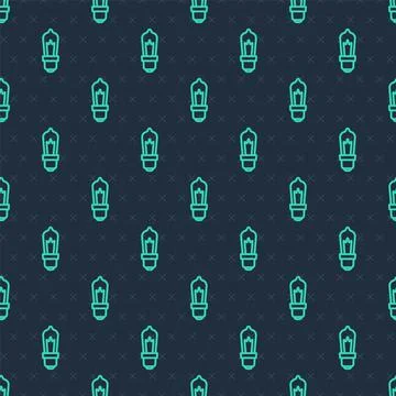 Green line Light bulb with concept of idea icon isolated seamless pattern on  Illustrazione stock