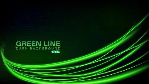 Green Line of Light on Dark Background, Vector Illustration Stock Illustration