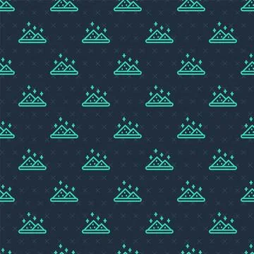 Green line Magic powder icon isolated seamless pattern on blue background Stock Illustration