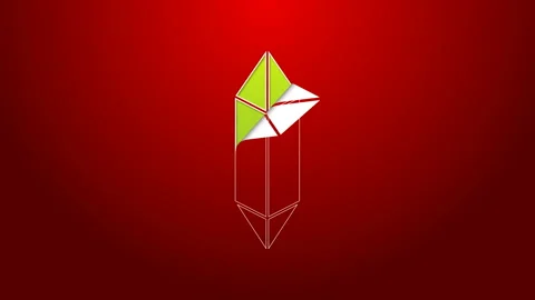 Green line Magic stone icon isolated on red background. Fantasy crystal. Jewelry Video stock 143881461