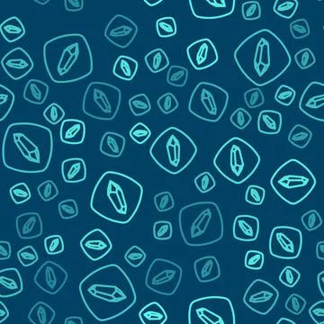Green line Magic stone icon isolated seamless pattern on blue background Illustrazione stock