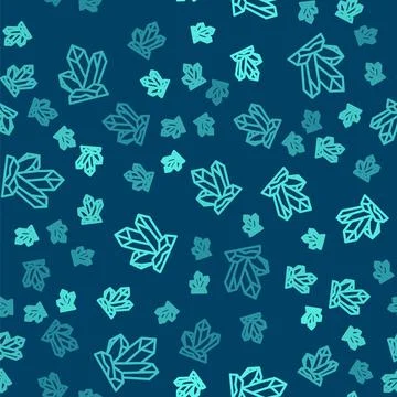Green line Magic stone icon isolated seamless pattern on blue background Illustrazione stock