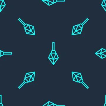 Green line Magic stone icon isolated seamless pattern on blue background. Fan Stockillustratie
