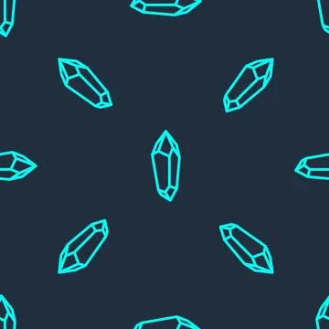 Green line Magic stone icon isolated seamless pattern on blue background Stockillustratie