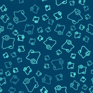 Green line Map of Egypt icon isolated seamless pattern on blue background 스톡 일러스트