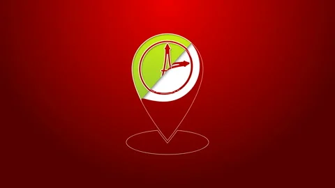 Green line Map pointer with Eiffel tower icon isolated on red background. France Stock Footage 143364431
