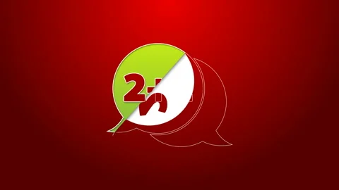 Green line Math system of equation solution on speech bubble icon isolated on Stock Footage 143879726