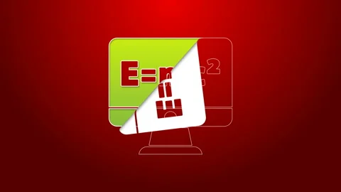 Green line Math system of equation solution on computer monitor icon isolated on Stock Footage 143891737