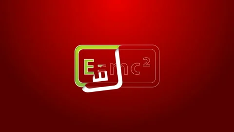 Green line Math system of equation solution icon isolated on red background. E Stock Footage 143892028