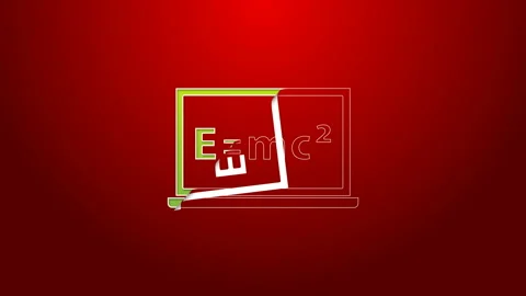 Green line Math system of equation solution on chalkboard icon isolated on red Stock Footage 143892261