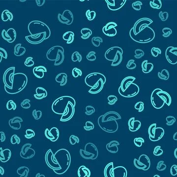Green line Melon fruit icon isolated seamless pattern on blue background. Vector イラスト素材
