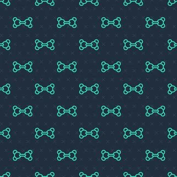 Green line Molecule icon isolated seamless pattern on blue background. Structure Stock Illustration