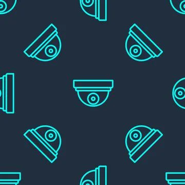 Green line Motion sensor icon isolated seamless pattern on blue background Illustrazione stock