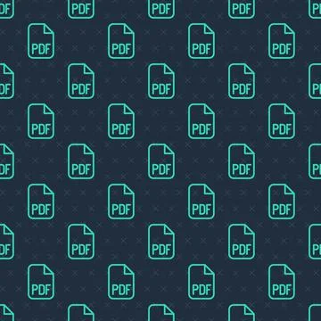 Green line PDF file document. Download pdf button icon isolated seamless pattern イラスト素材