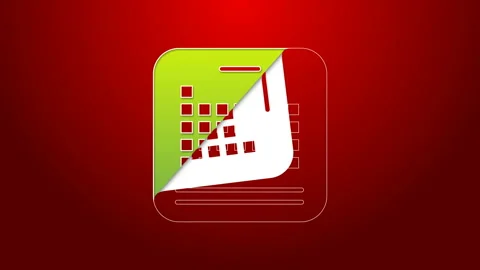 Green line Periodic table of the elements icon isolated on red background. 4K Video stock 144017710