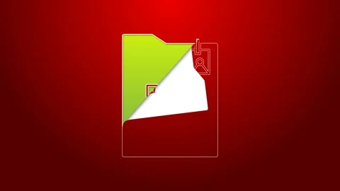 Green line Personal folder icon isolated on red background. 4K Video motion Stock Footage 143602091