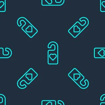 Green line Please do not disturb with heart icon isolated seamless pattern .. イラスト素材