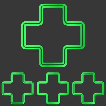 Green line plus logo design set イラスト素材