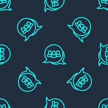 Green line Project team base icon isolated seamless pattern on blue backgro.. Stockillustratie