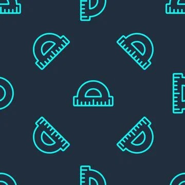 Green line Protractor grid for measuring degrees icon isolated seamless pattern Stock Illustration
