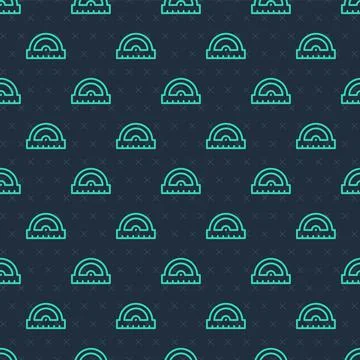 Green line Protractor grid for measuring degrees icon isolated seamless pattern Stock Illustration