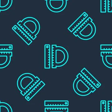 Green line Protractor grid for measuring degrees icon isolated seamless pattern Illustrazione stock