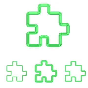Green line puzzle logo design set Illustrazione stock