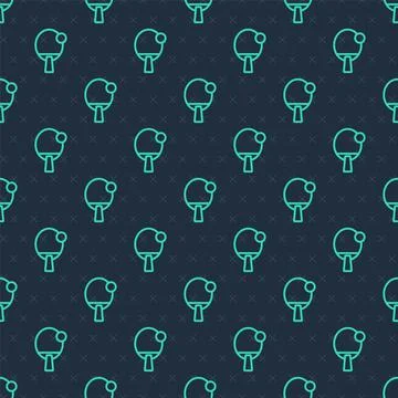 Green line Racket for playing table tennis icon isolated seamless pattern on Stock Illustration
