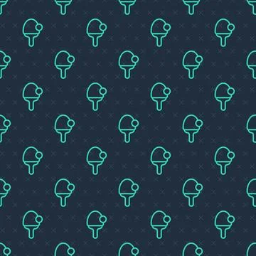 Green line Racket for playing table tennis icon isolated seamless pattern on Stock Illustration