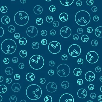 Green line Radius icon isolated seamless pattern on blue background. Vector Stock Illustration