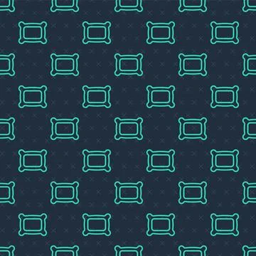 Green line Rectangular pillow icon isolated seamless pattern on blue background 库存插图