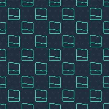 Green line Rectangular pillow icon isolated seamless pattern on blue background 스톡 일러스트